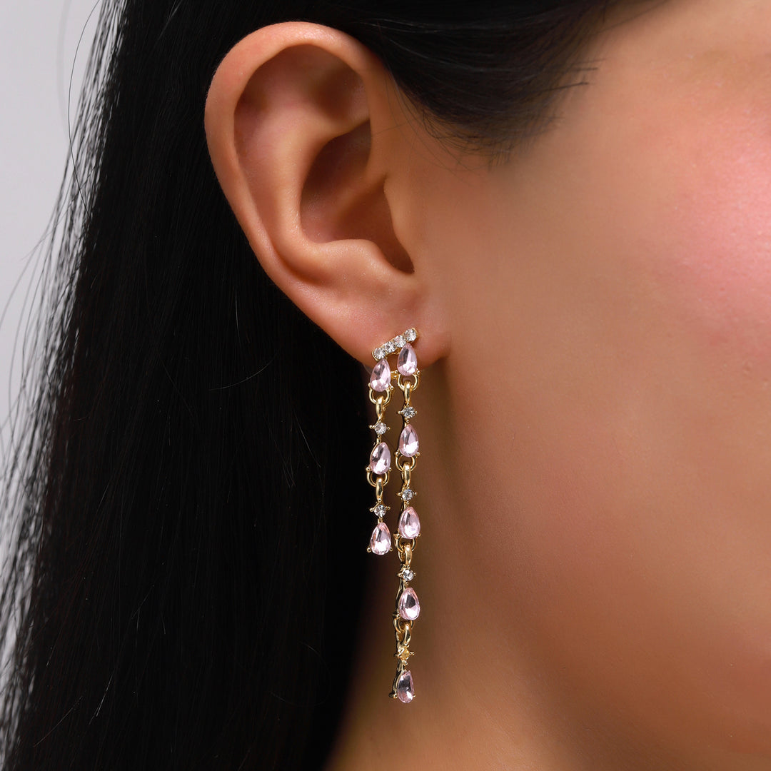 Blush Cascade Crystal Drop Earrings