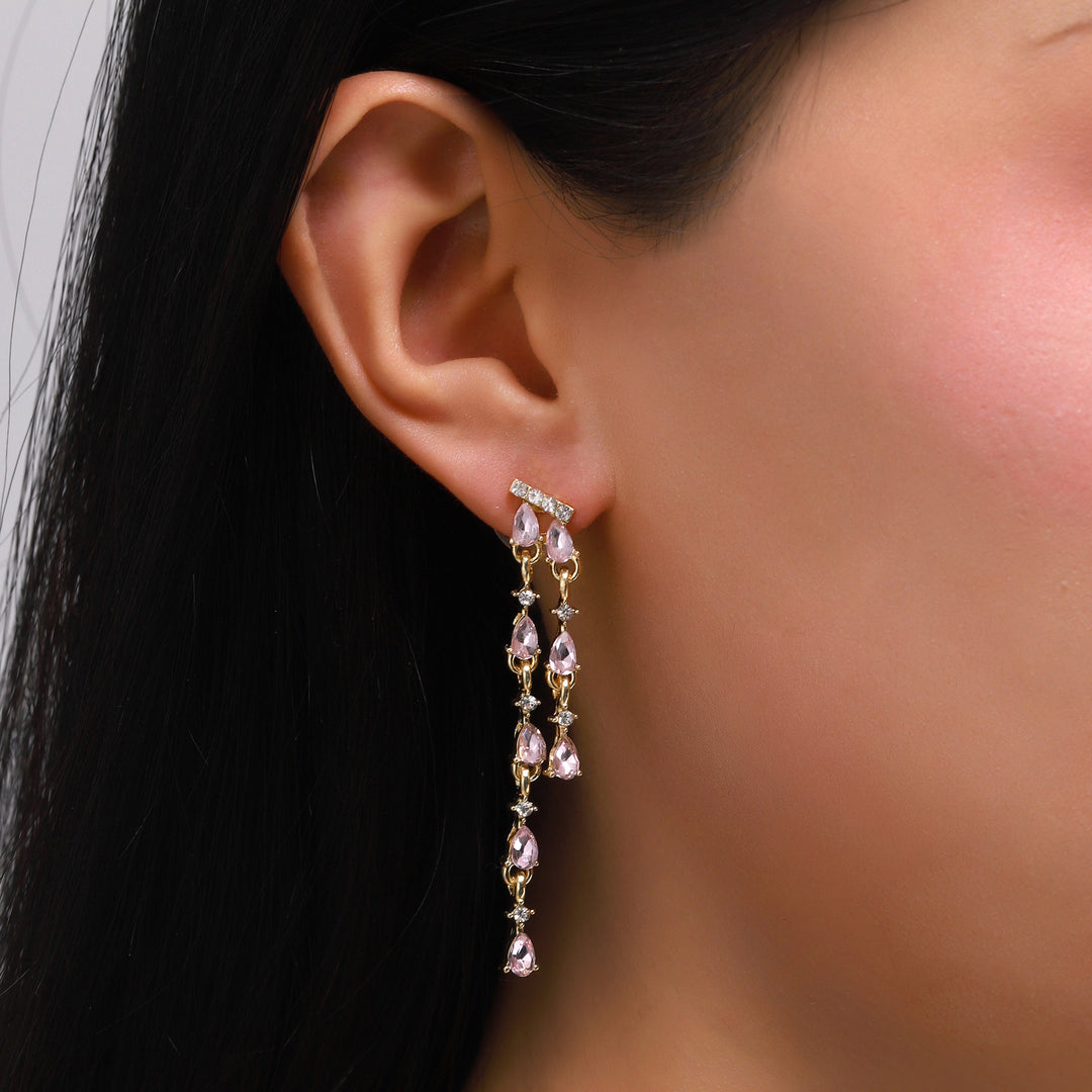 Blush Cascade Crystal Drop Earrings