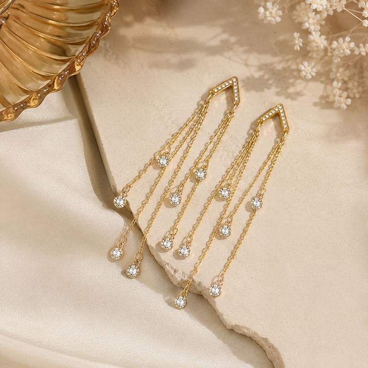 Celestial Drop Tassel Earrings