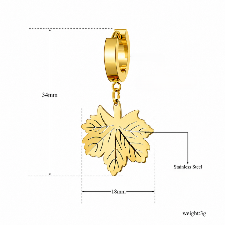 Golden Maple Hoops Earrings
