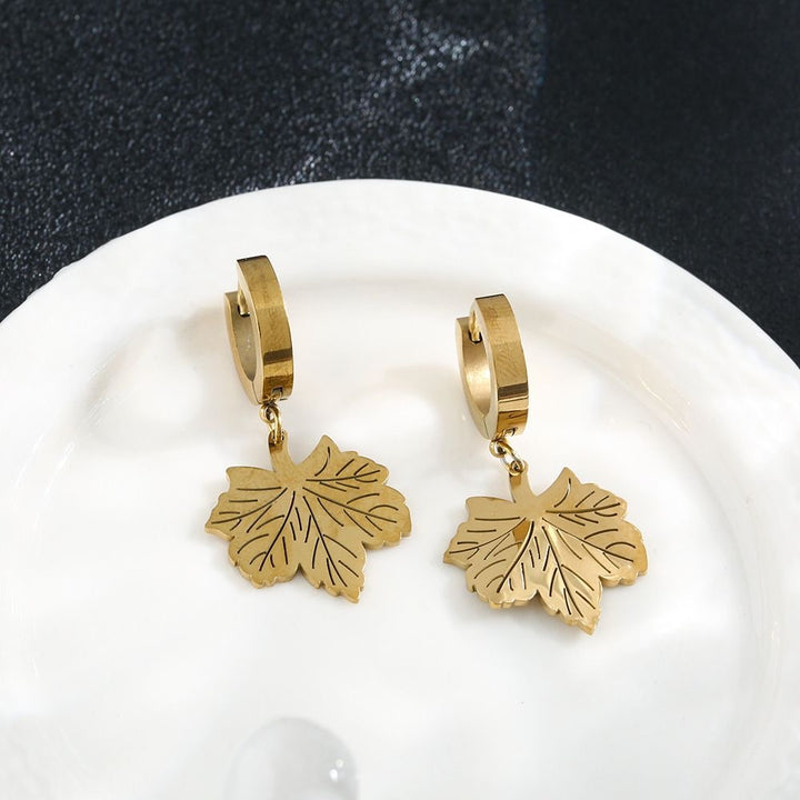 Golden Maple Hoops Earrings