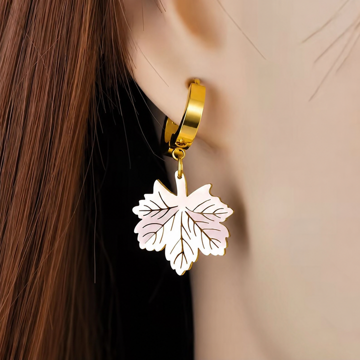 Golden Maple Hoops Earrings