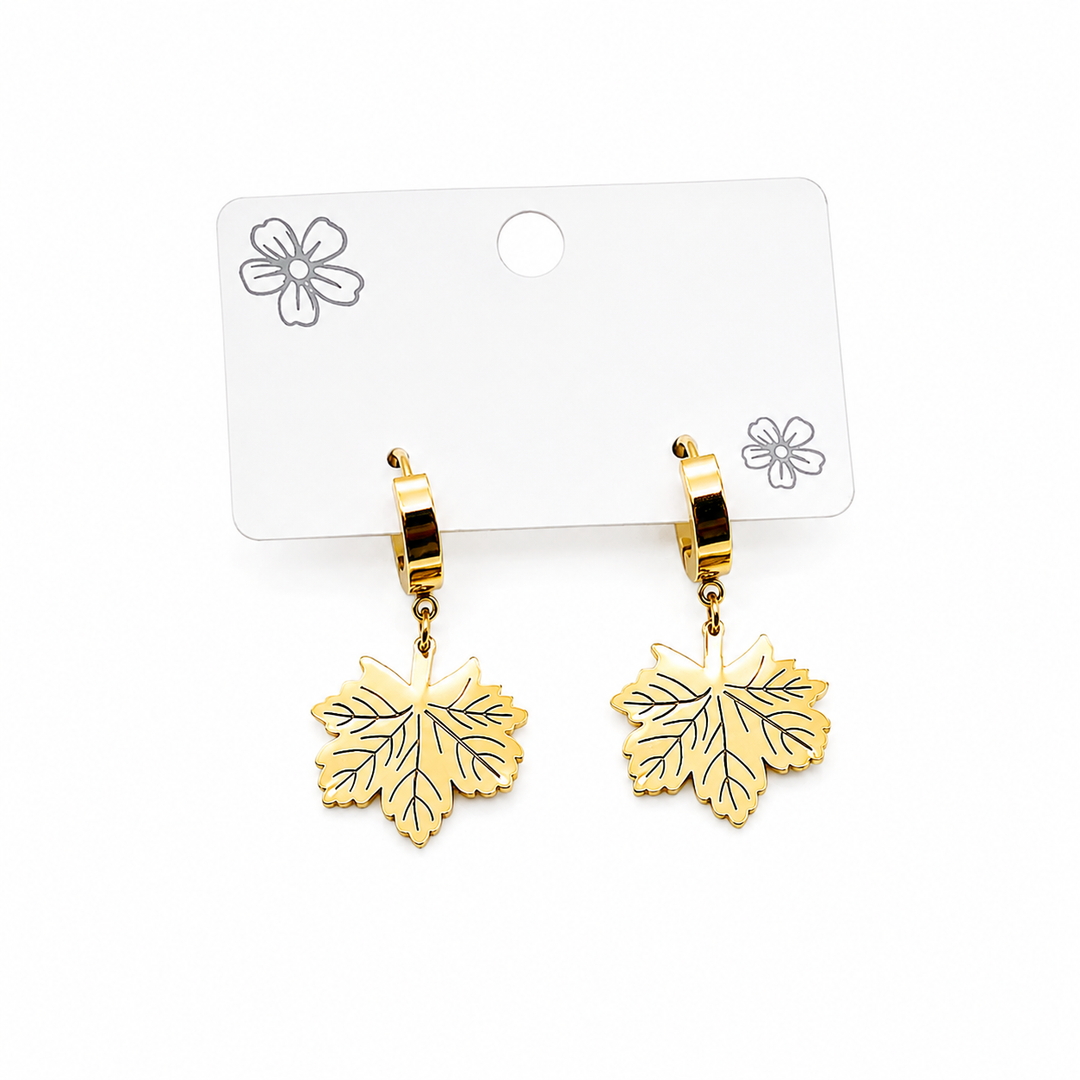 Golden Maple Hoops Earrings