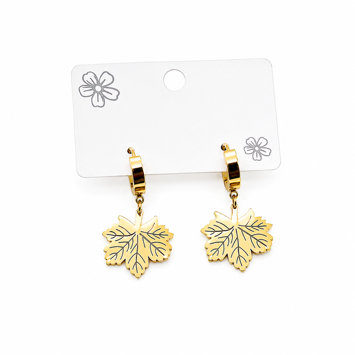 Golden Maple Hoops Earrings
