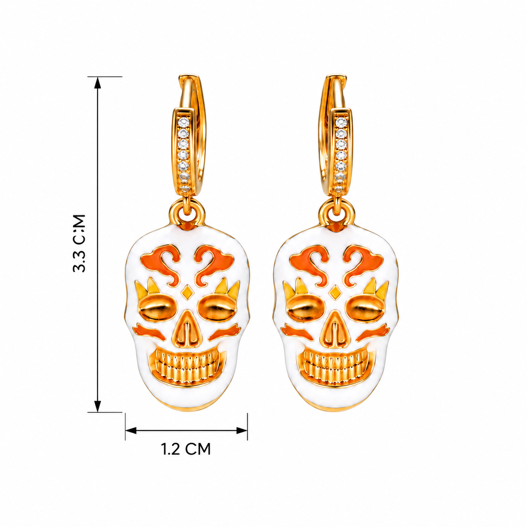 Afterlife Fiesta Skull Huggie Drop Earrings