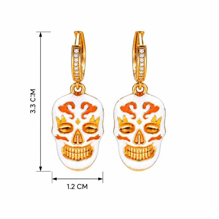 Afterlife Fiesta Skull Huggie Drop Earrings