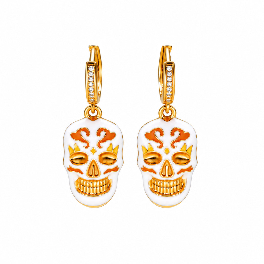 Afterlife Fiesta Skull Huggie Drop Earrings
