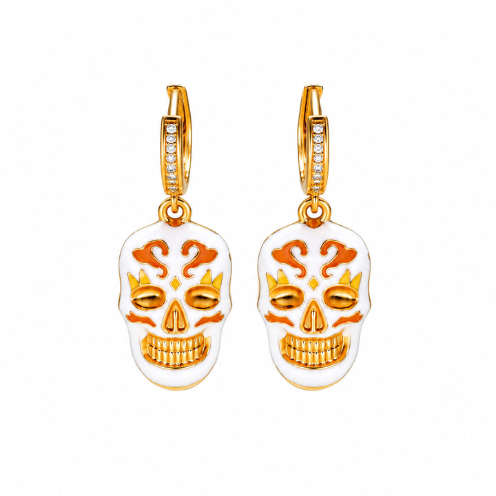 Afterlife Fiesta Skull Huggie Drop Earrings