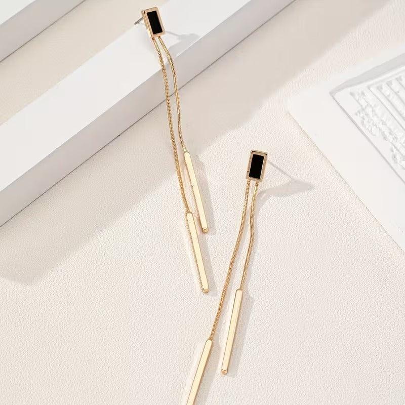 Noir Drip Bar Drop Earrings