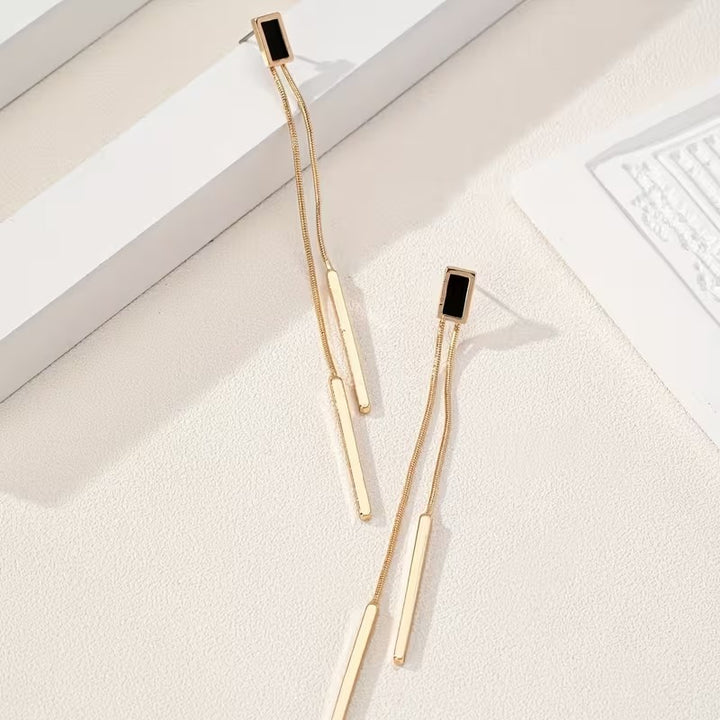 Noir Drip Bar Drop Earrings
