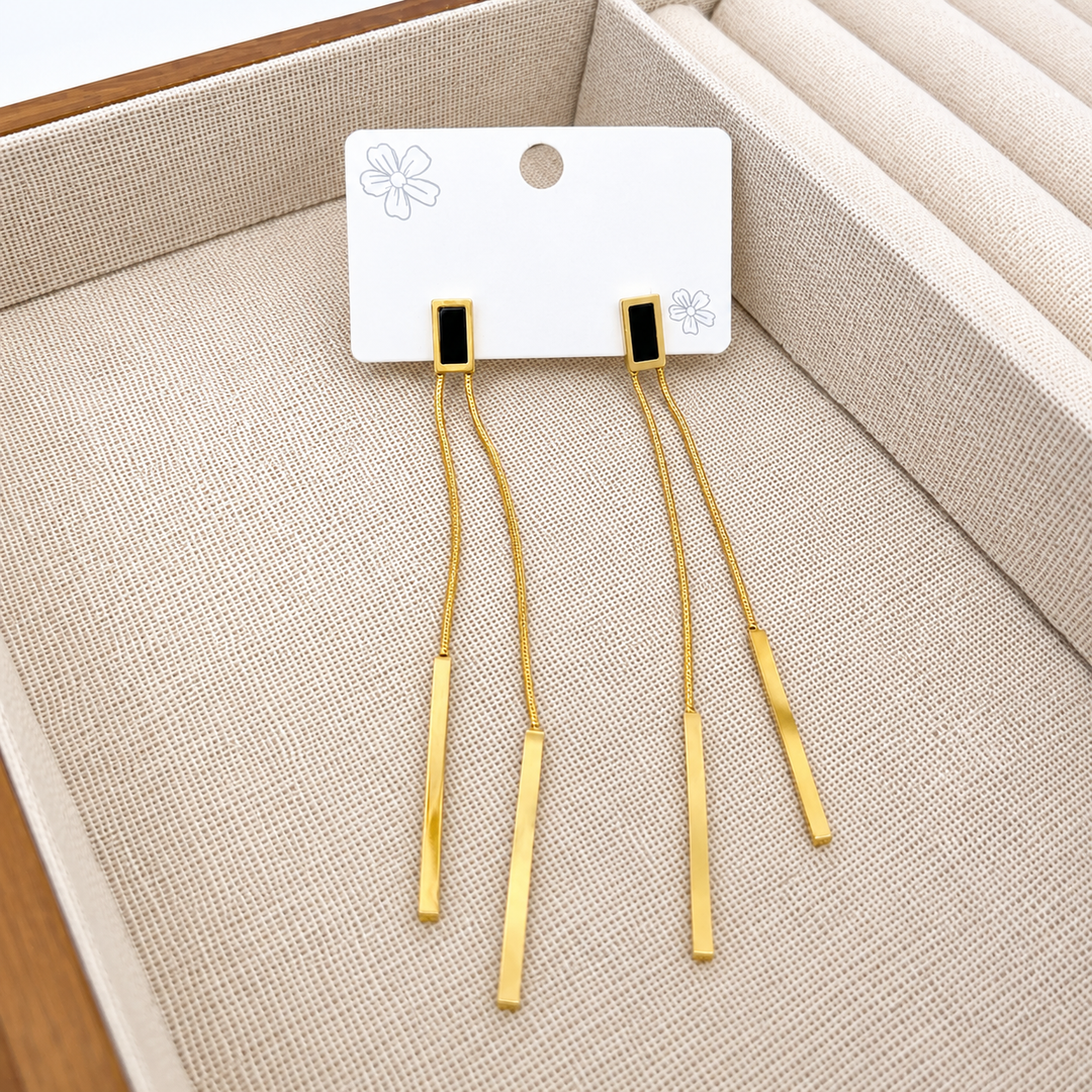 Noir Drip Bar Drop Earrings