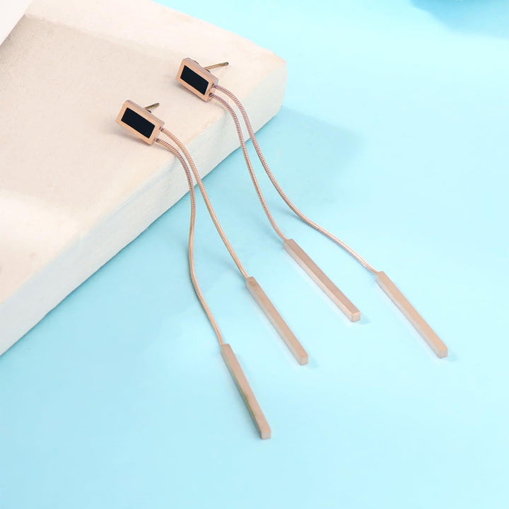 Noir Drip Bar Drop Earrings