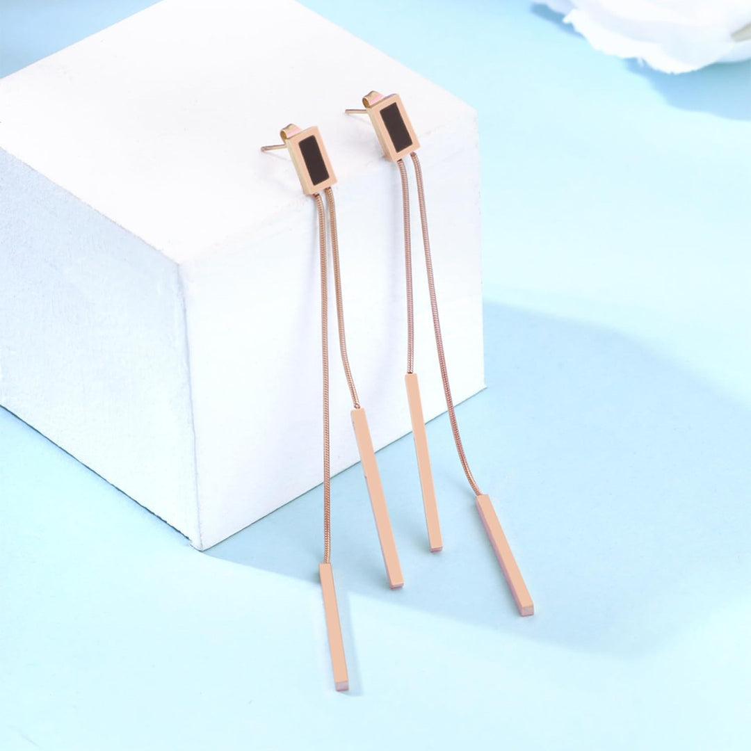 Noir Drip Bar Drop Earrings