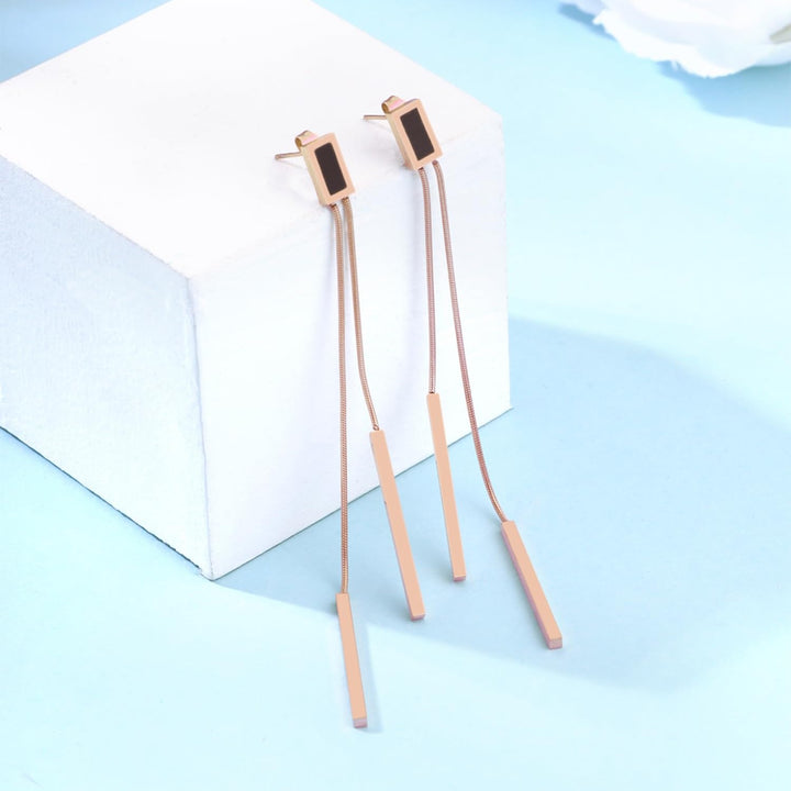 Noir Drip Bar Drop Earrings