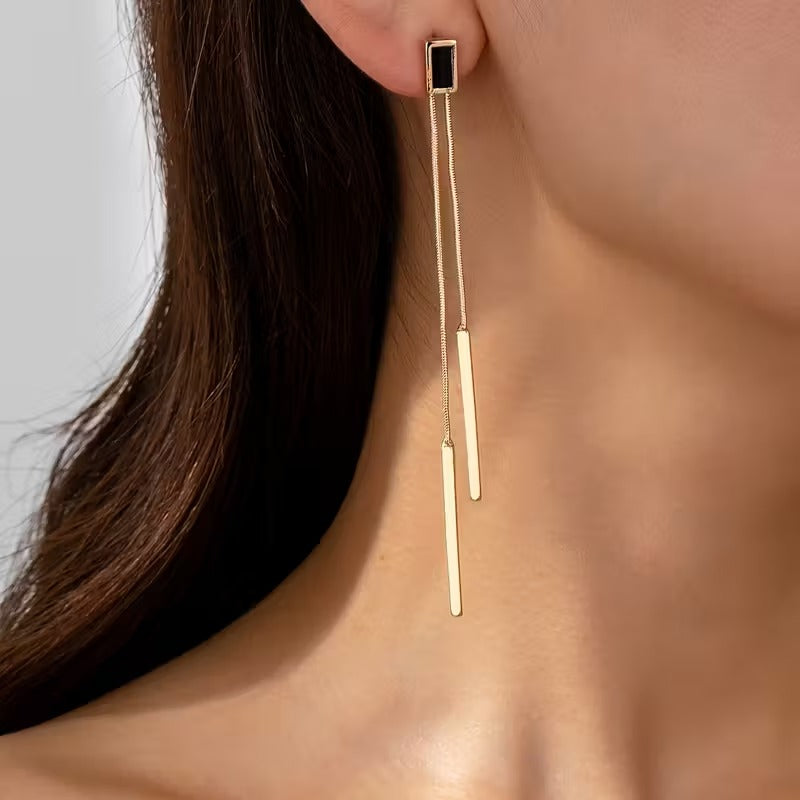Noir Drip Bar Drop Earrings