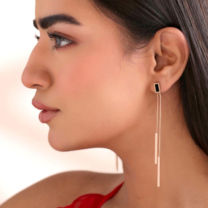 Noir Drip Bar Drop Earrings