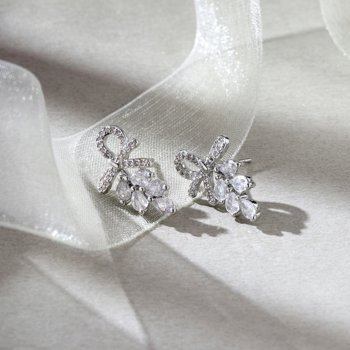 Crystal Bow Bloom Earrings