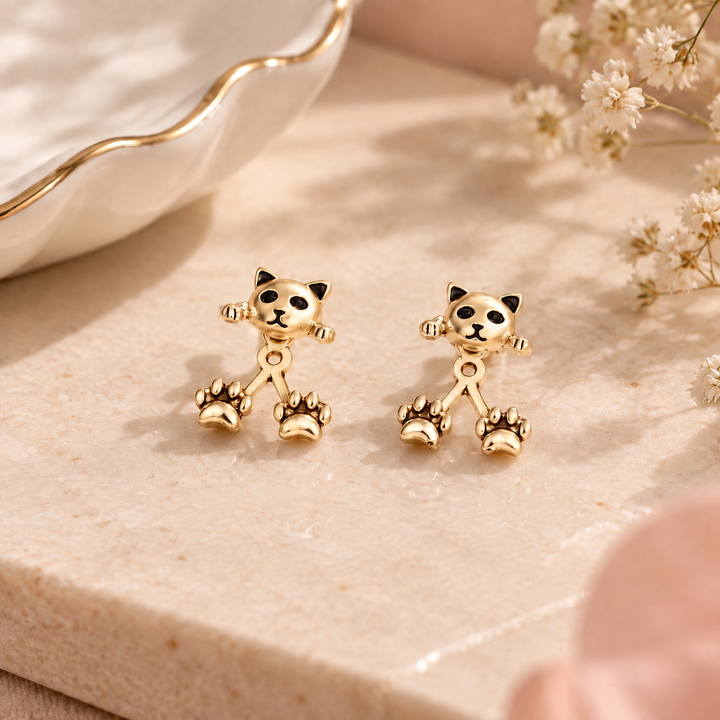 Kitty Got Claws Earrings - Gold