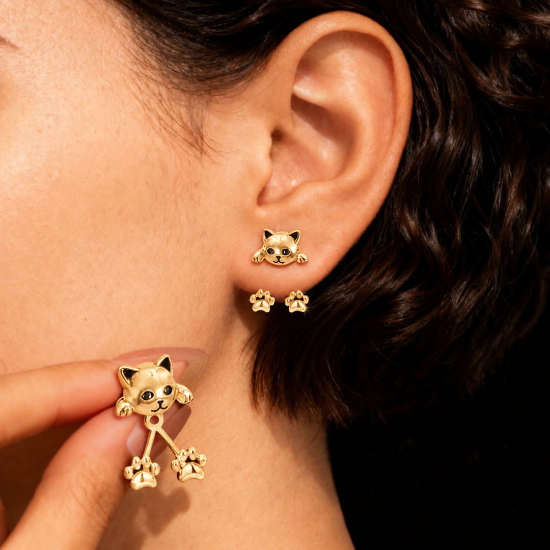 Kitty Got Claws Earrings - Gold