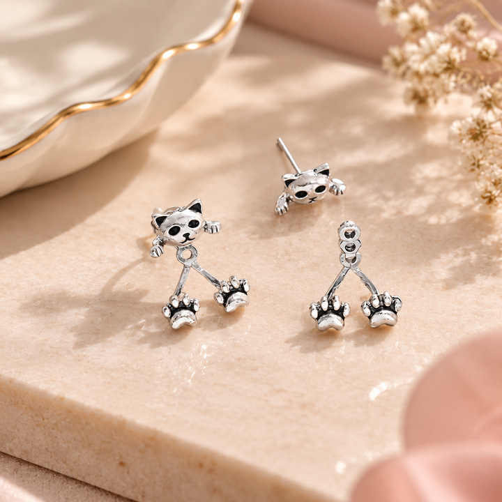 Kitty Got Claws Earrings - Silver
