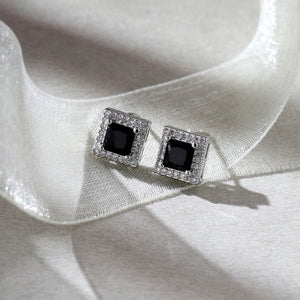 Geo Frame Stud Earrings - Black