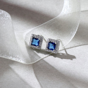 Geo Frame Stud Earrings - Deep Blue