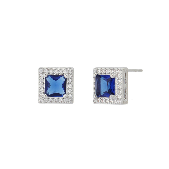 Geo Frame Stud Earrings - Deep Blue