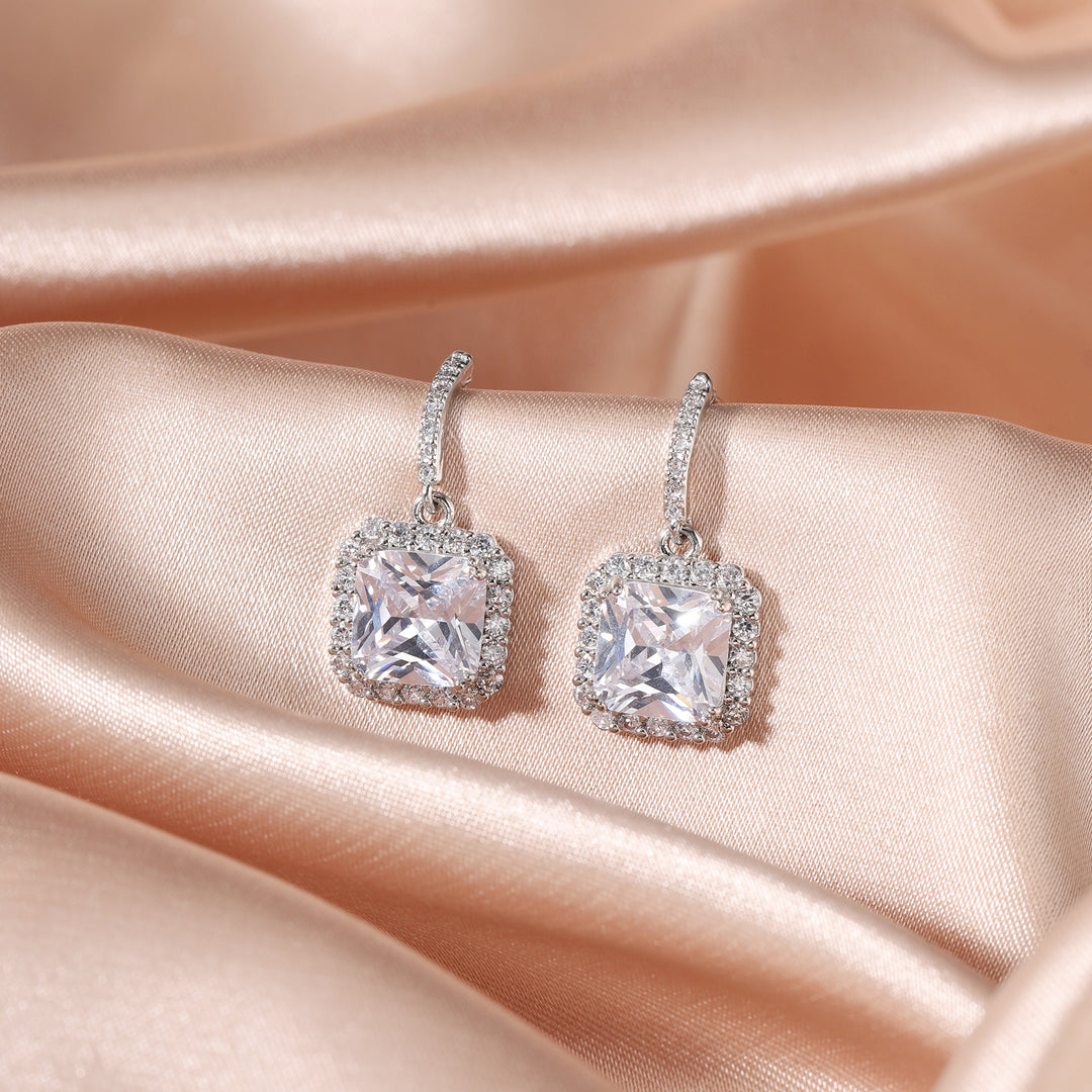 Crystal Square Drop Earrings