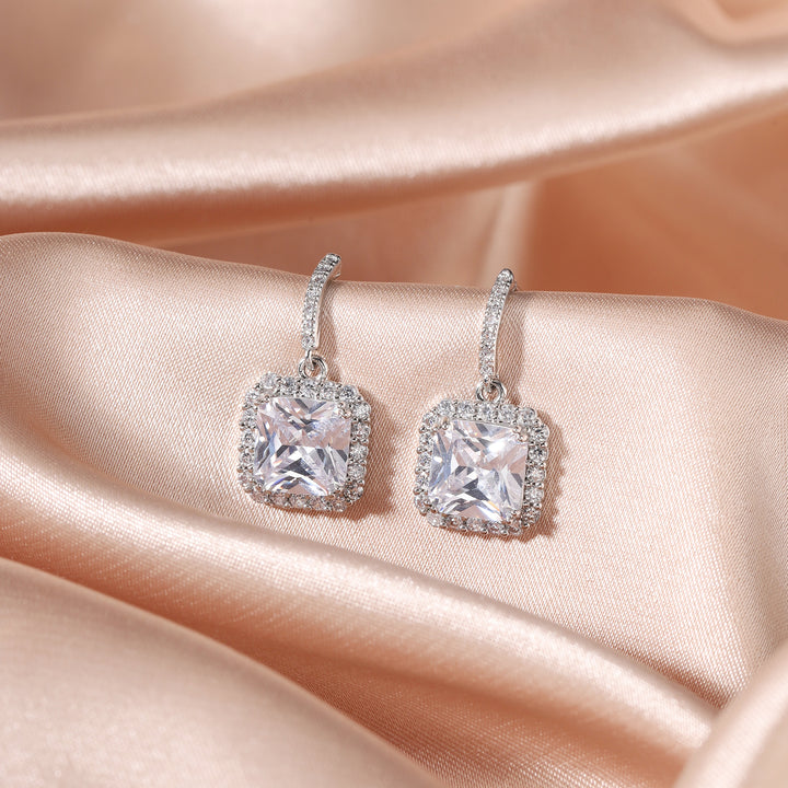 Crystal Square Drop Earrings