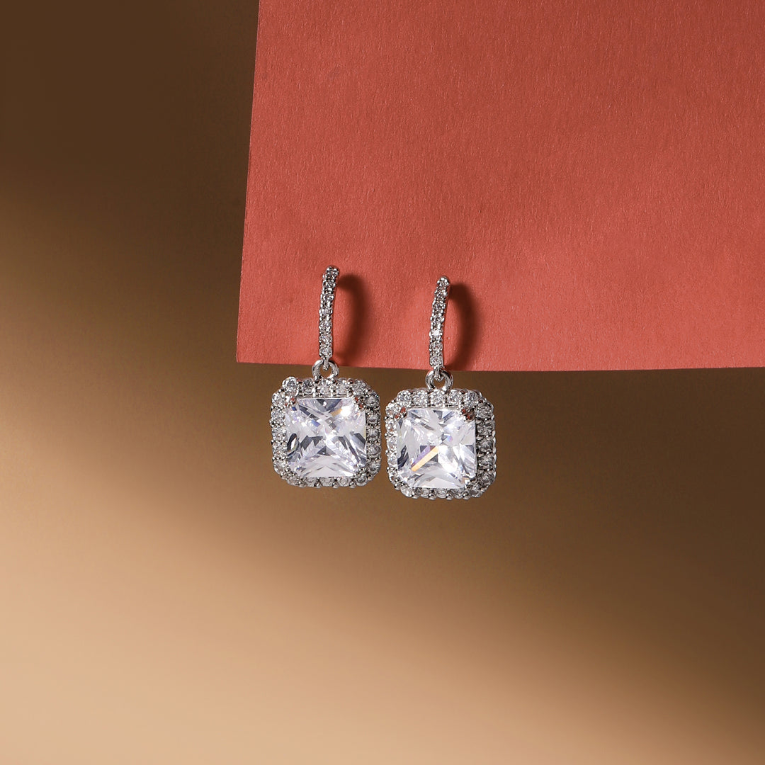 Crystal Square Drop Earrings
