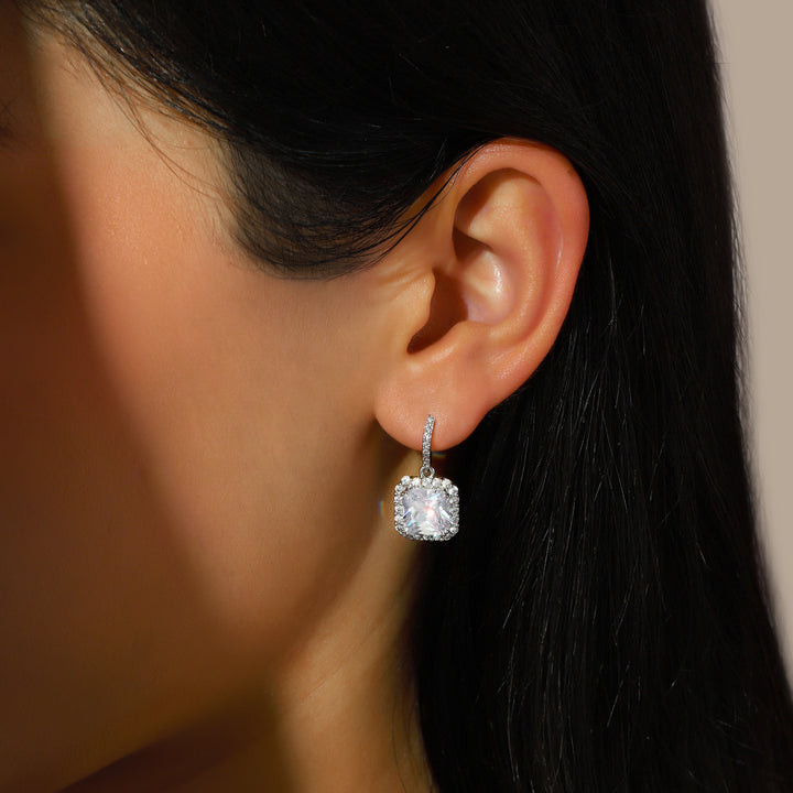 Crystal Square Drop Earrings