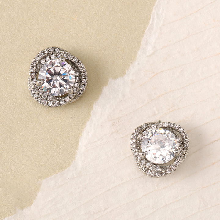 Nocturne Pave Orbit Crystal Stud Earrings
