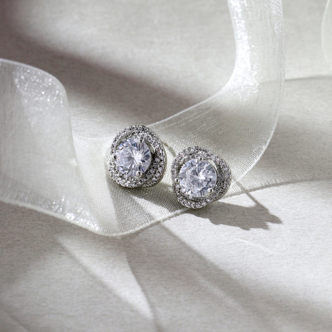 Nocturne Pave Orbit Crystal Stud Earrings