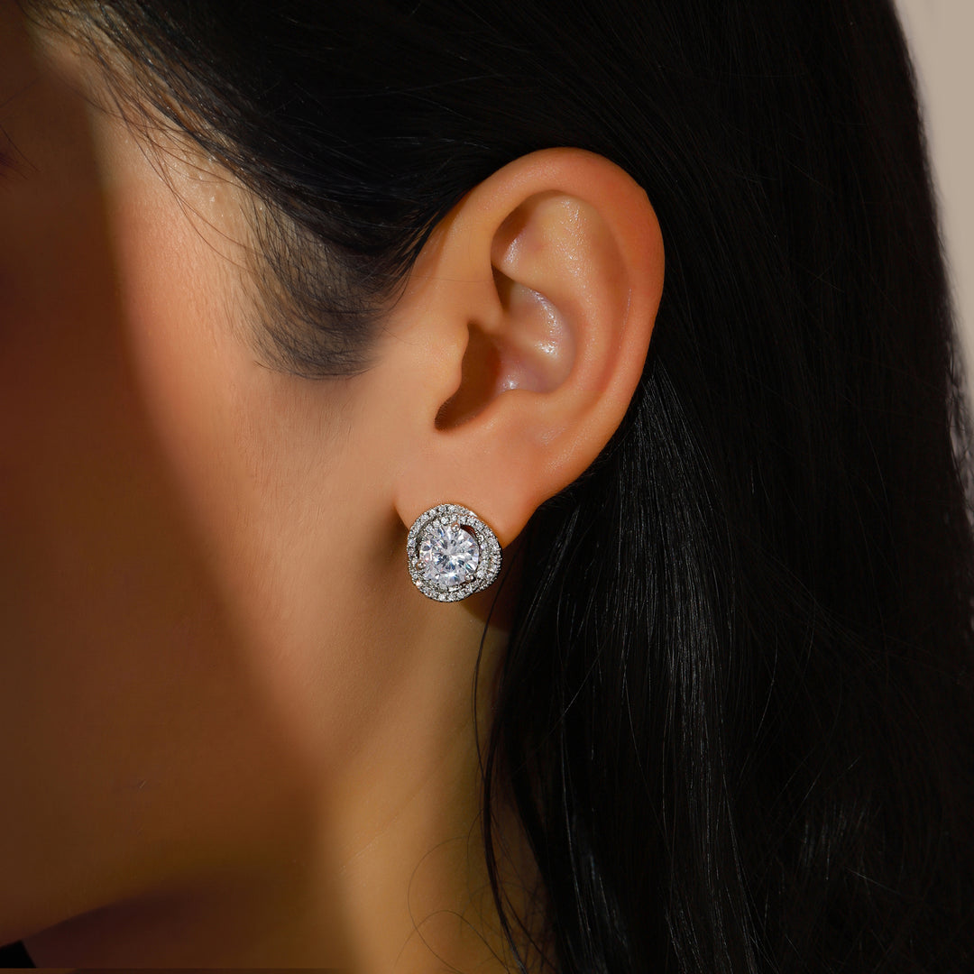Nocturne Pave Orbit Crystal Stud Earrings