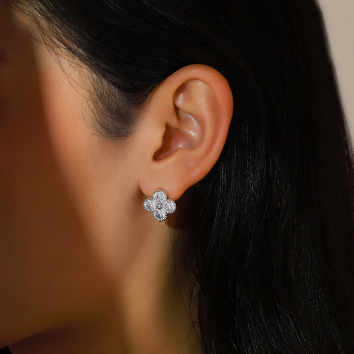 Glitz Clover Stud Earrings