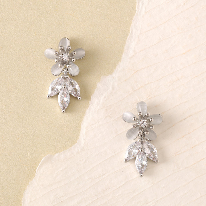 Frost Bloom Stud Earrings - Silver