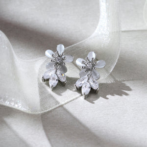 Frost Bloom Stud Earrings - Silver