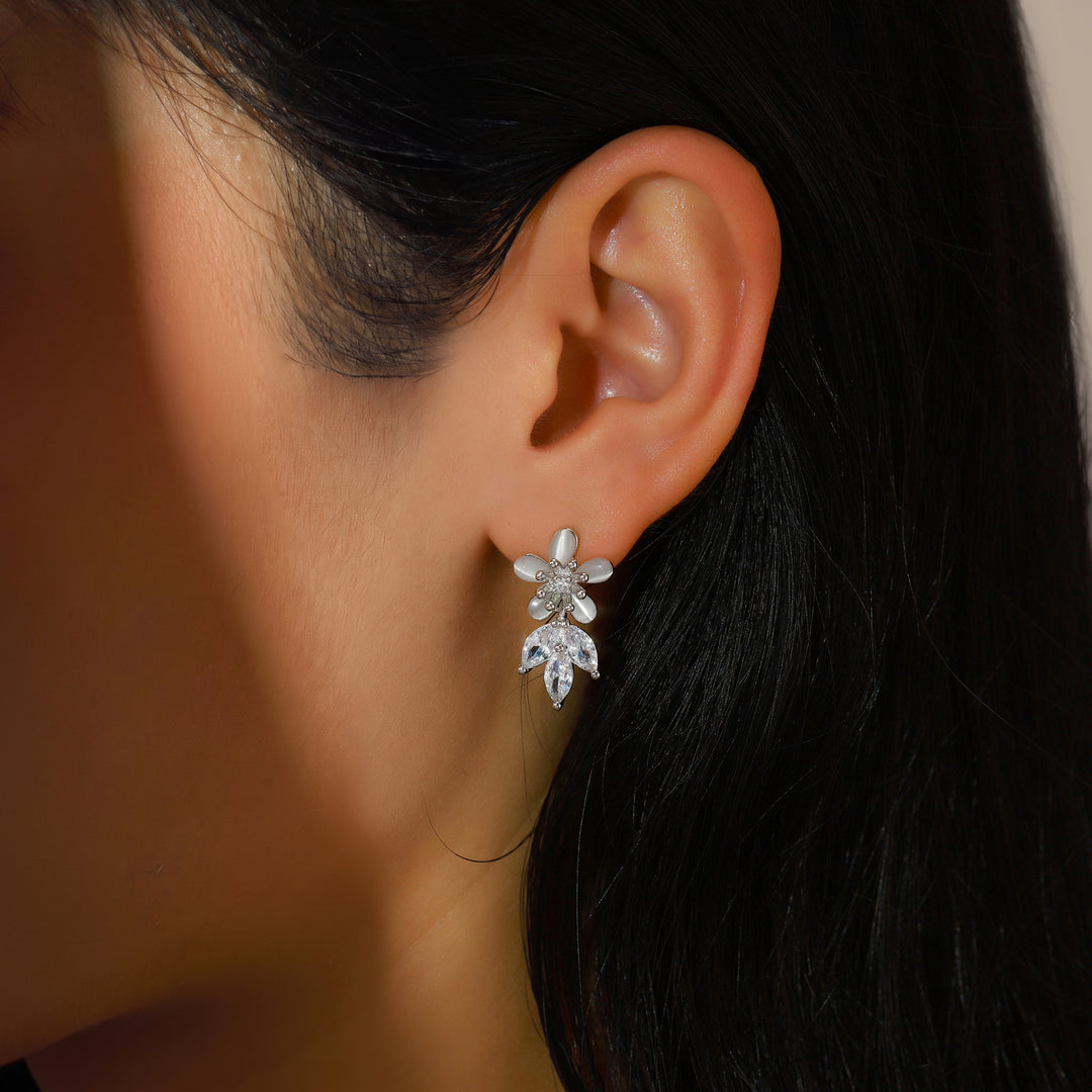 Frost Bloom Stud Earrings - Silver