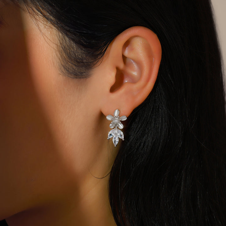 Frost Bloom Stud Earrings - Silver