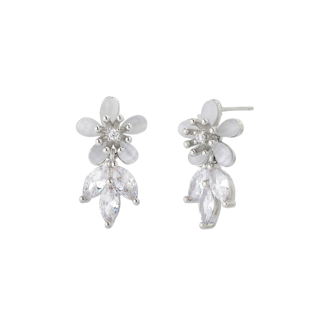Frost Bloom Stud Earrings - Silver