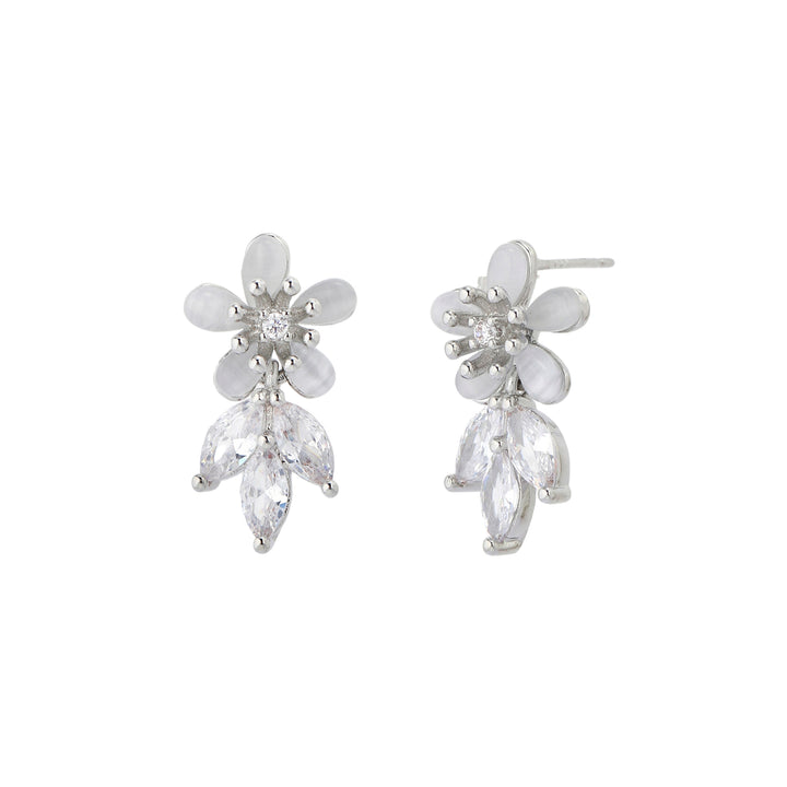 Frost Bloom Stud Earrings - Silver