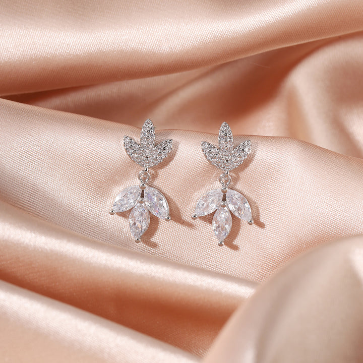 Crystal Leaf Drop Earrings