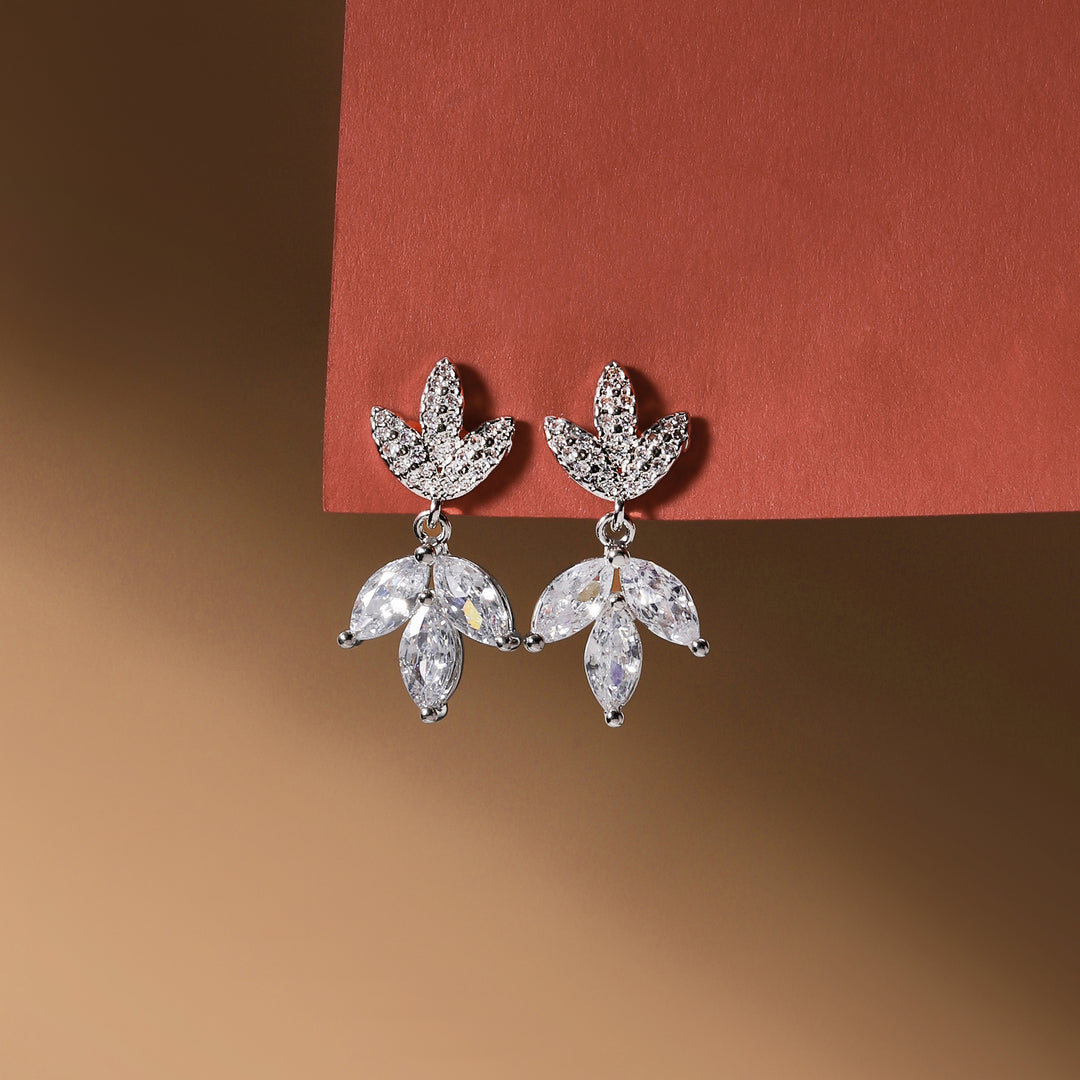 Crystal Leaf Drop Earrings