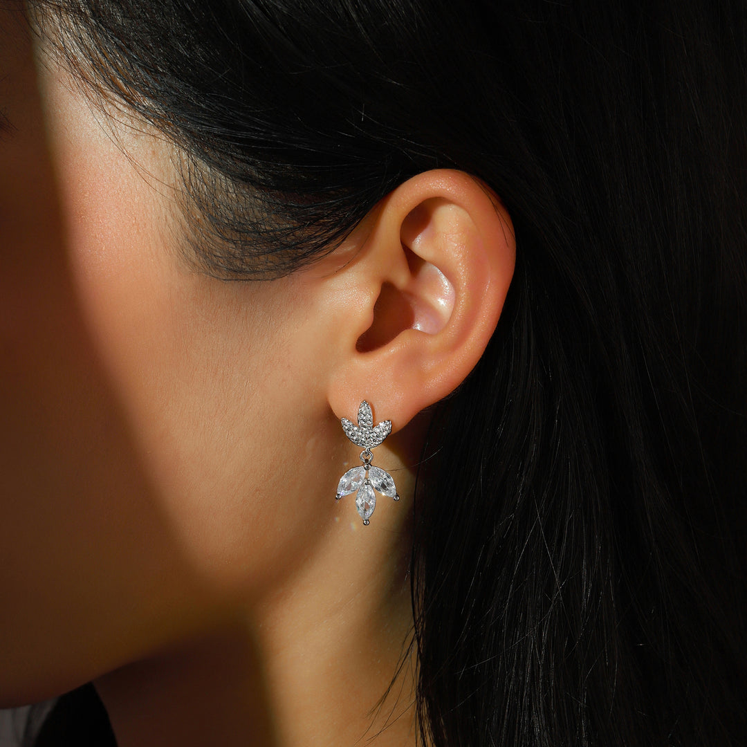Crystal Leaf Drop Earrings