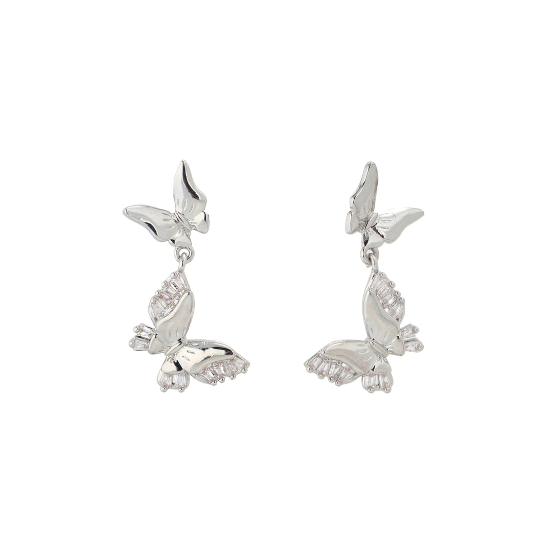 Butterfly Glow Drop Earrings - Silver