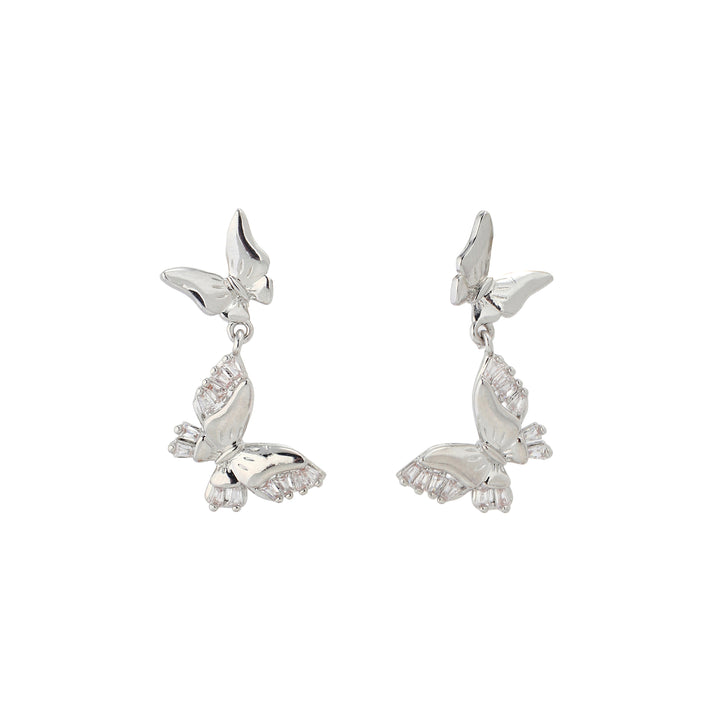 Butterfly Glow Drop Earrings - Silver