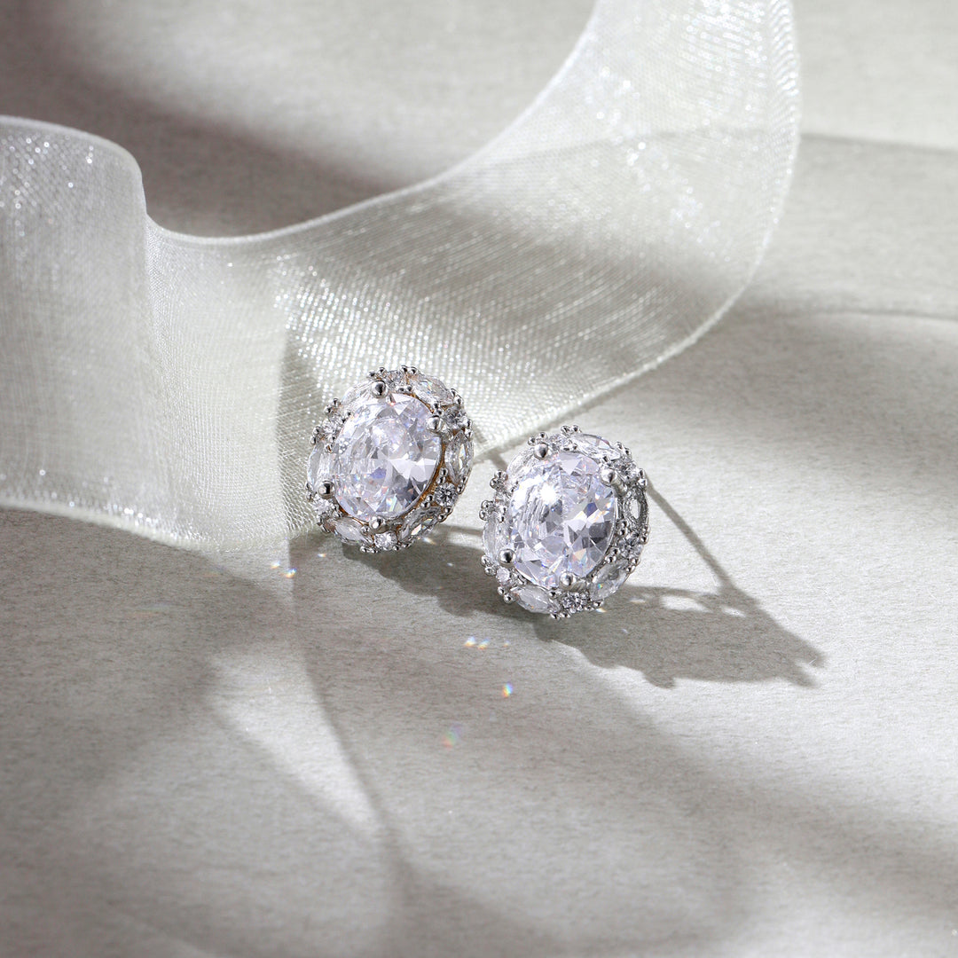 Lumiere Oval Halo Studs Earrings