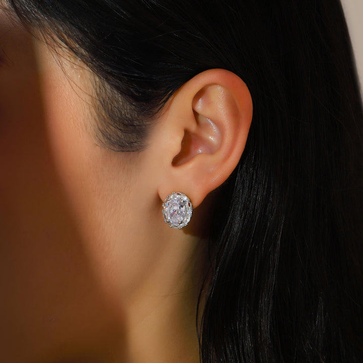 Lumiere Oval Halo Studs Earrings