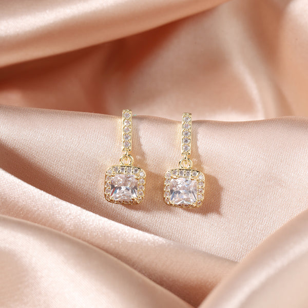 Aurelia Halo Square Drop Earrings