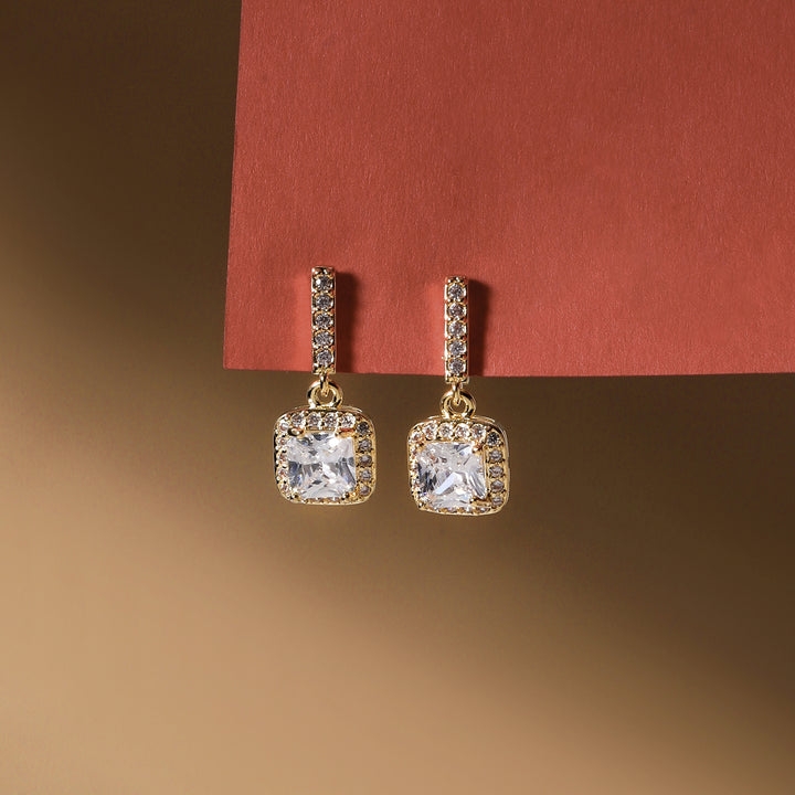Aurelia Halo Square Drop Earrings